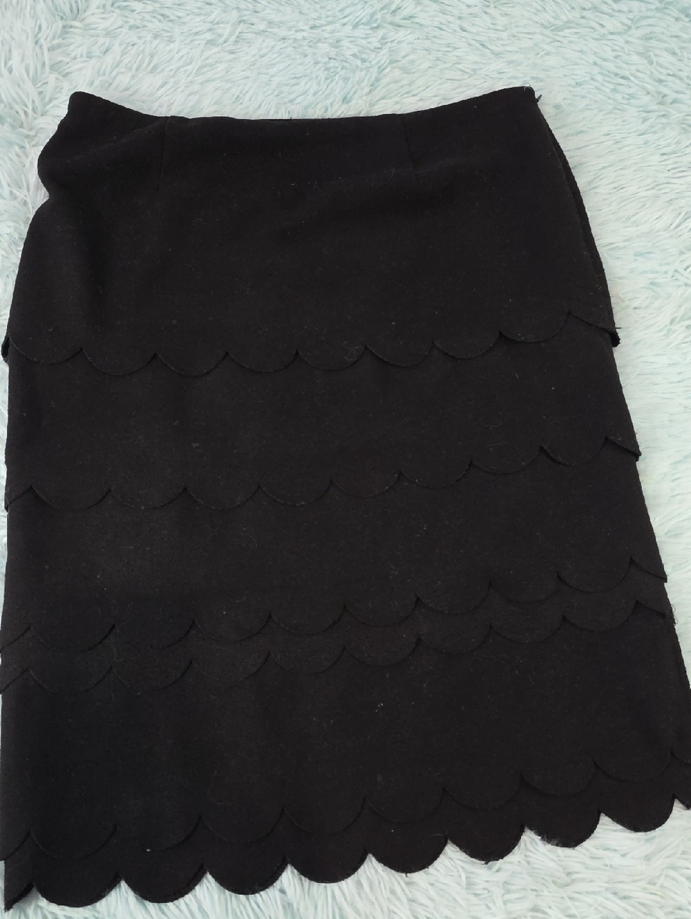 Maeve by Anthropologie Black Scalloped Tiered Pencil Skirt - Size 6